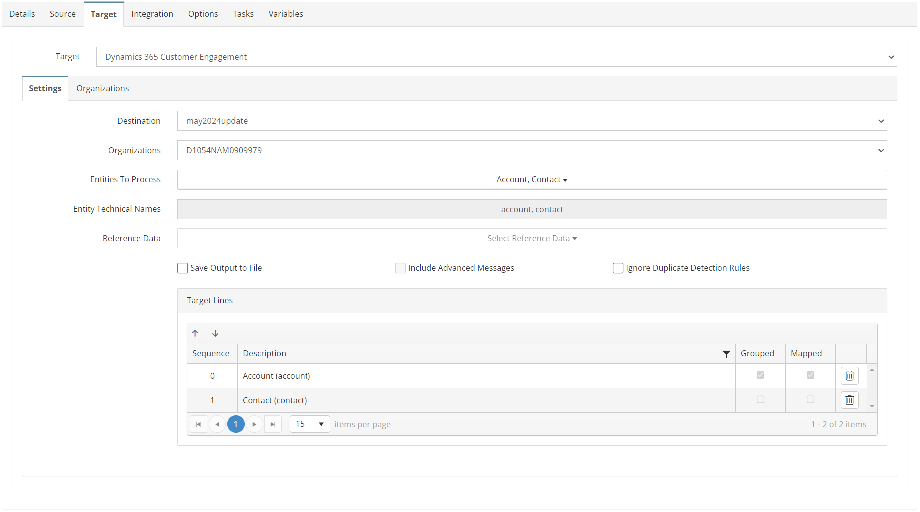 Setting up an Integration to Dynamics 365 CE/Sales 1 Target Settings D365