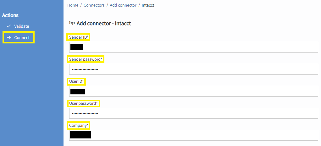 Adding a Sage Intacct Connector 8 image 7